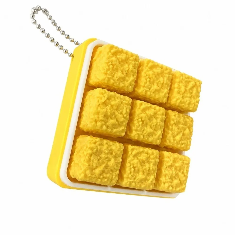Funny 3D Printed Fidget Keychain Fruit Biscuit Simulation Stress Relief Nine‑Grid Layout DIY Keyboard Pinch Pass The Time