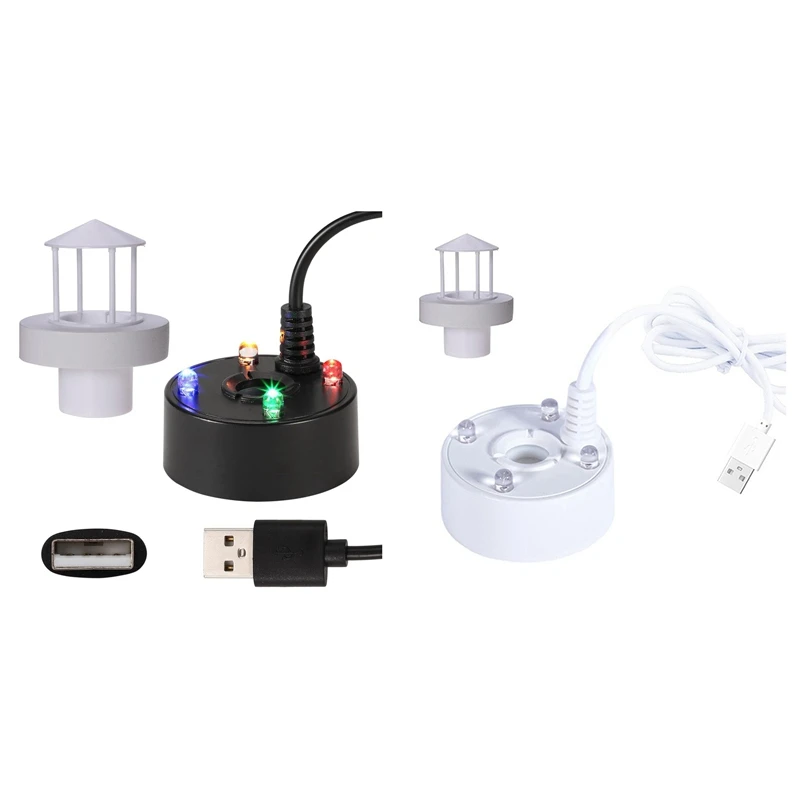 ABUL-Mist Maker, Splash Guard Float USB Port 4 Color LED Lights Mini Mister Fog Machine, Fountain Water Fogger Atomizer