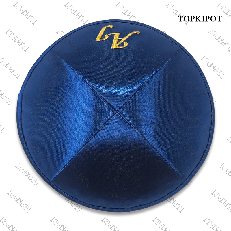 Dark blue color dingcloth 19CM size customized Wholesale Shiny Fabric Kippa Judaica Hat Custom Logo Muslim Cap Glitter Kippot