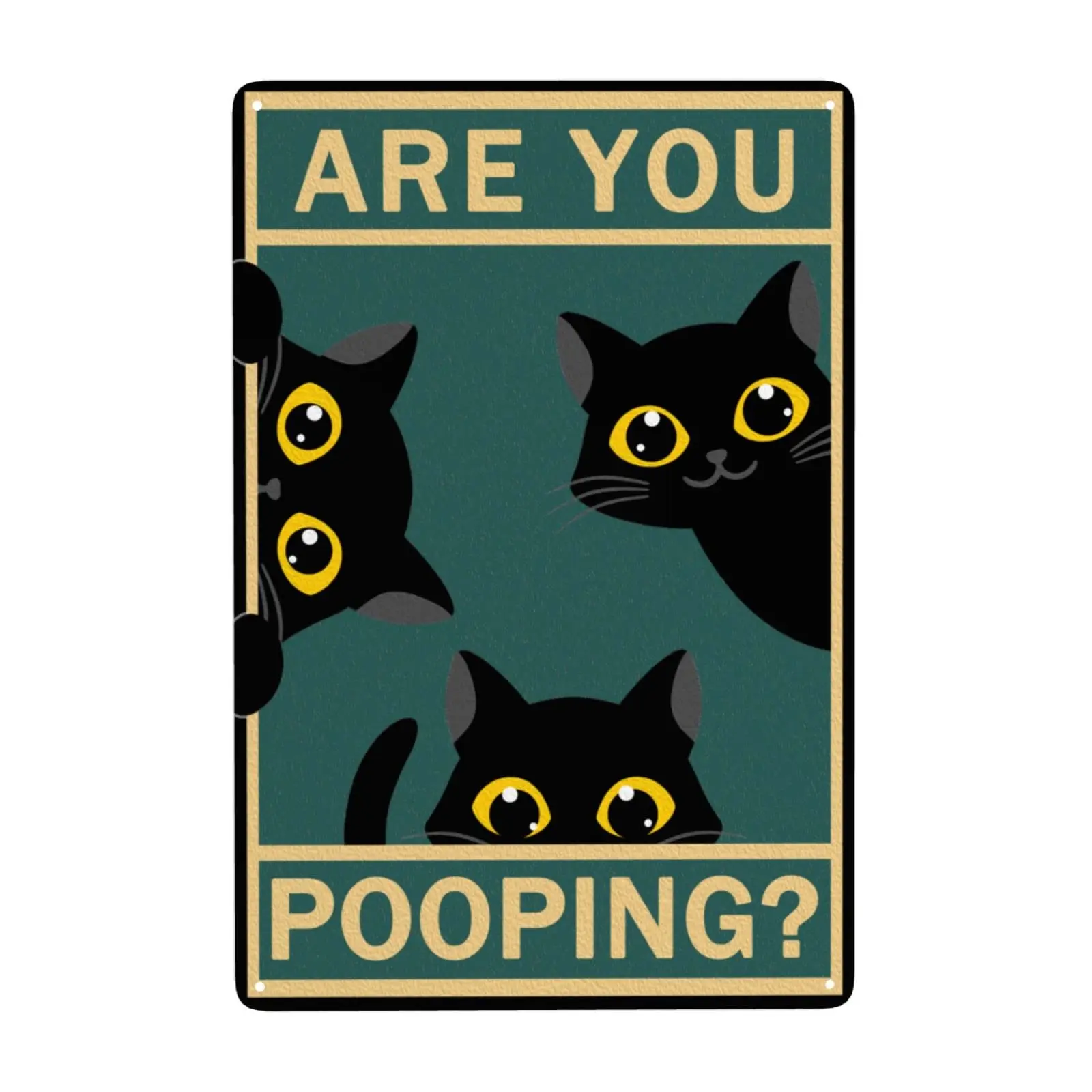 bassyil Black Cat Are You Pooping Vintage Metal Tin Signs Kitty Cat Retro Wall Decor Wall Art Funny Posters Gifts for Cat Lovers