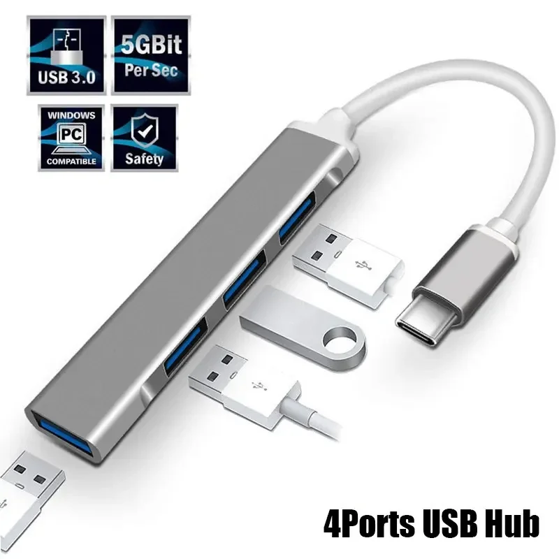 

USB 3.0 Hub USB Hub Dock Type C 3.1 4-портовый мульти-сплиттер-адаптер OTG для Xiaomi Huawei Lenovo Macbook Air Pro USB 3.0 2.0 Порты