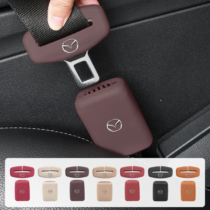 Housses de Clip de boucle de ceinture de s�curit� de voiture en Silicone, 4 pi�ces, accessoires de si�ge avant pour Mazda 2 3 5 6 CX5 ?   MX-5 ?   CX7 CX3 ? CX-30 ?   CX-50 MX-30 ?