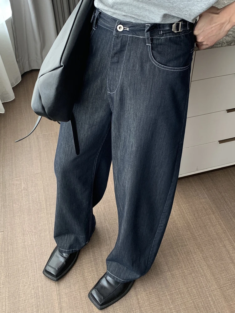 

Hualun летние мужские джинсовые брюки, тонкие прямые повседневные износостойкие длинные брюки со средней высокой талией, модные брюки