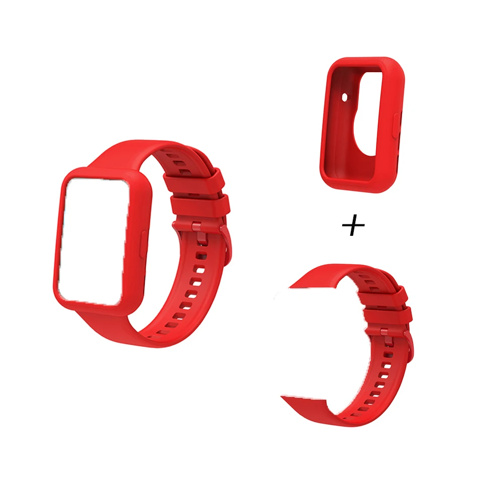 2 In 1 For Huawei Watch Fit 2 Case + Strap High Quality Silicon Smart Watch Protector Shell And Band One Color