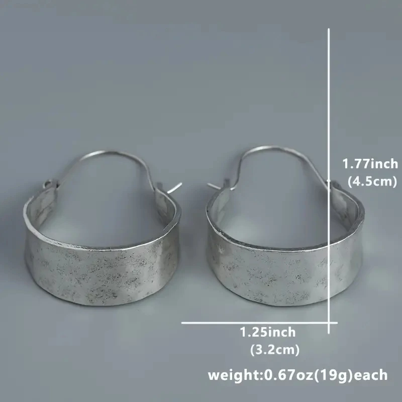 Retro Exaggerated Large Earrings, Silver Color Hoop Earrings Bohemian Jewelry