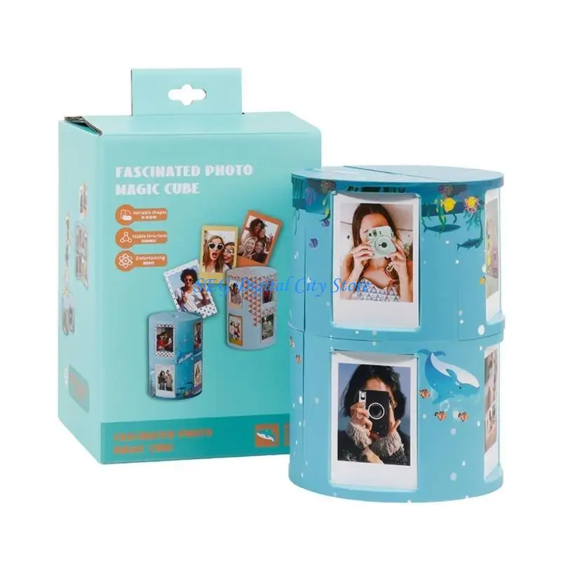 

U75B Changeable and Creative Photo Frame Cube Photo Frame for 3" Picture Table Decorations Easy to Use and Display Frame