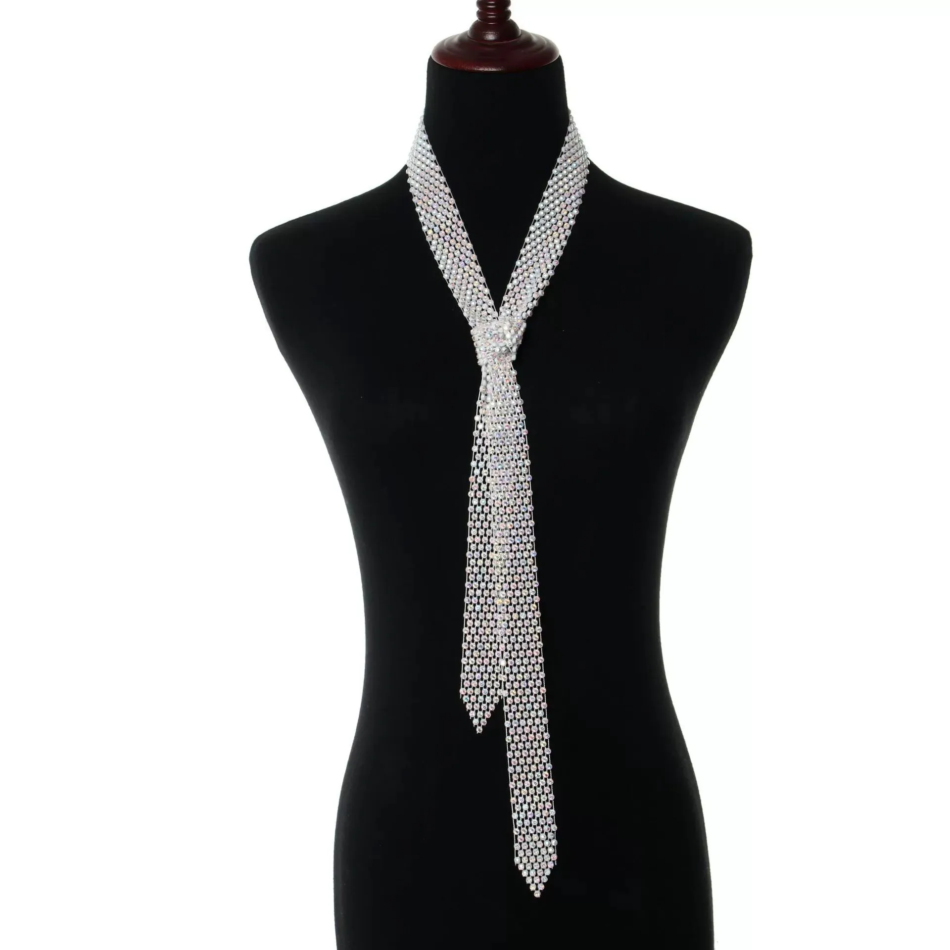 Personalized Rhinestone Mesh with Collarbone Chain, Ball Dress, Atmosphere, Stage Performance, Wearing Tie