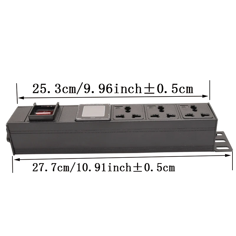 C14 Interface PDUPower Strip 10AUniversal output SOCKET Network Cabinet Rack 1U Aluminum Alloy 3 way With ammeter