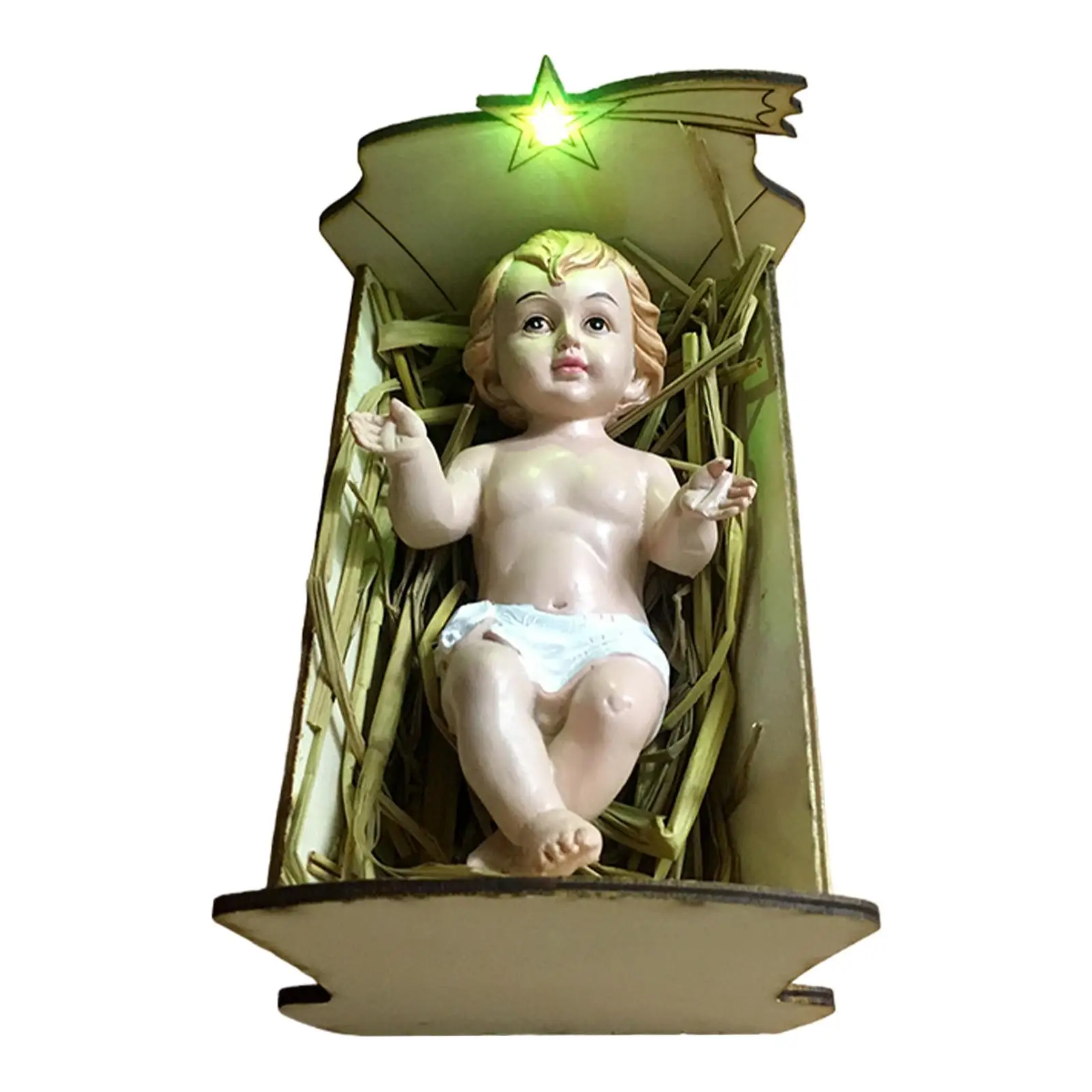 Baby Jesus Statue Crafts Nativity Scene Christmas Ornament Decorative Nativity Figurine for Indoor Festival Holiday Home Office