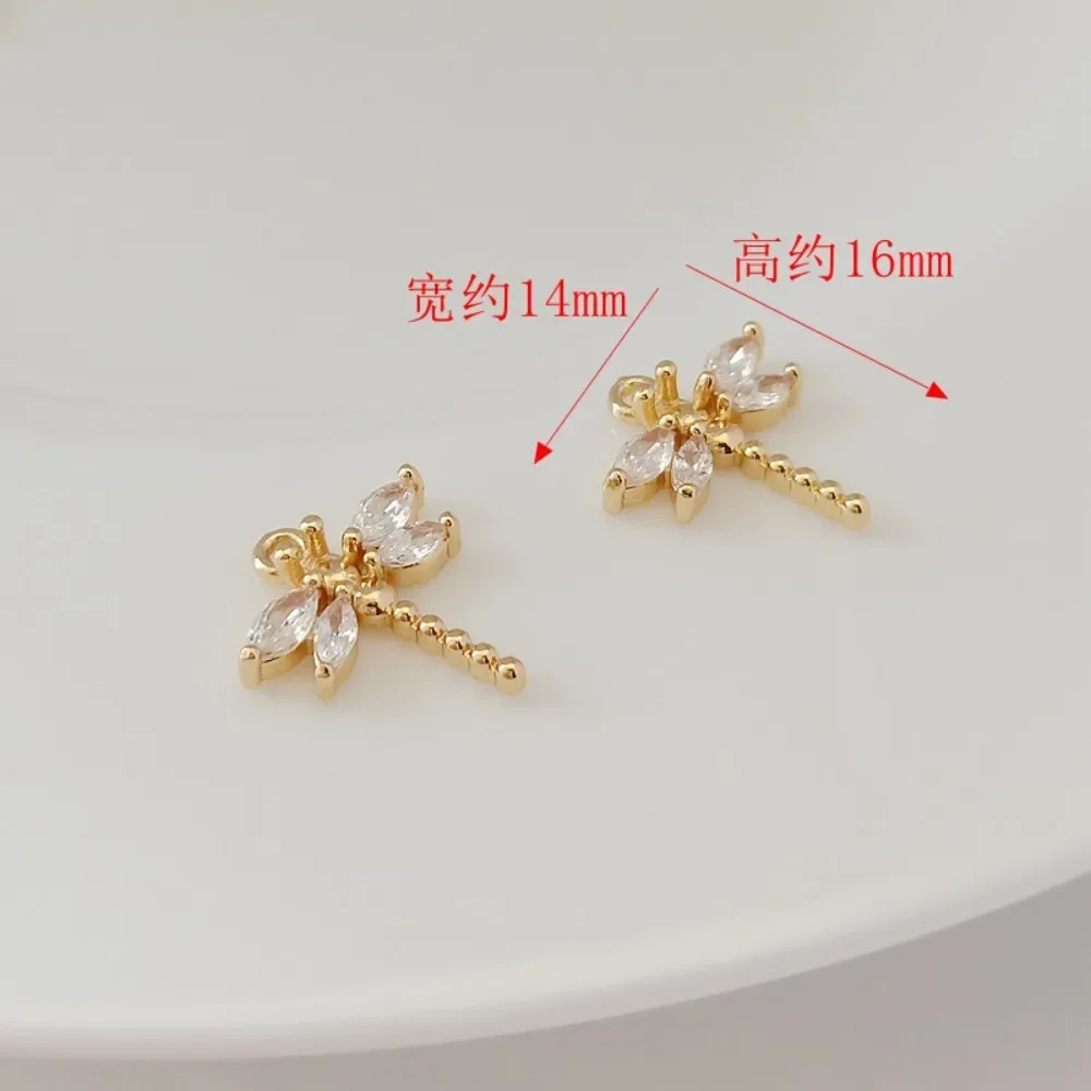 إكسسوارات مطلية بالذهب عيار 14 قيراط، قلادة اليعسوب الزركونية، قلادة، سوار، قلادة، مواد مجوهرات يدوية الصنع