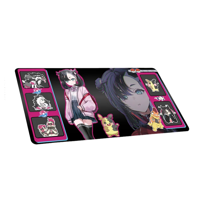 60*35cm Anime Pokemon GAME PTCG Dedicated Card Play Mat Battle Against Trainer Marnie Green Mewtwo Zacia Collectibles Gift Toys