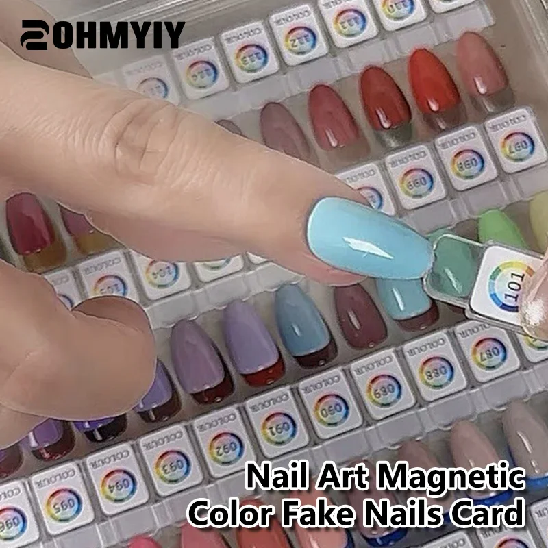 24pcs Magnetic False Nail Tip Display Clear Natural Color Card Polish Gel Stand Board Nail Palette Manicure Nail Glue Practice