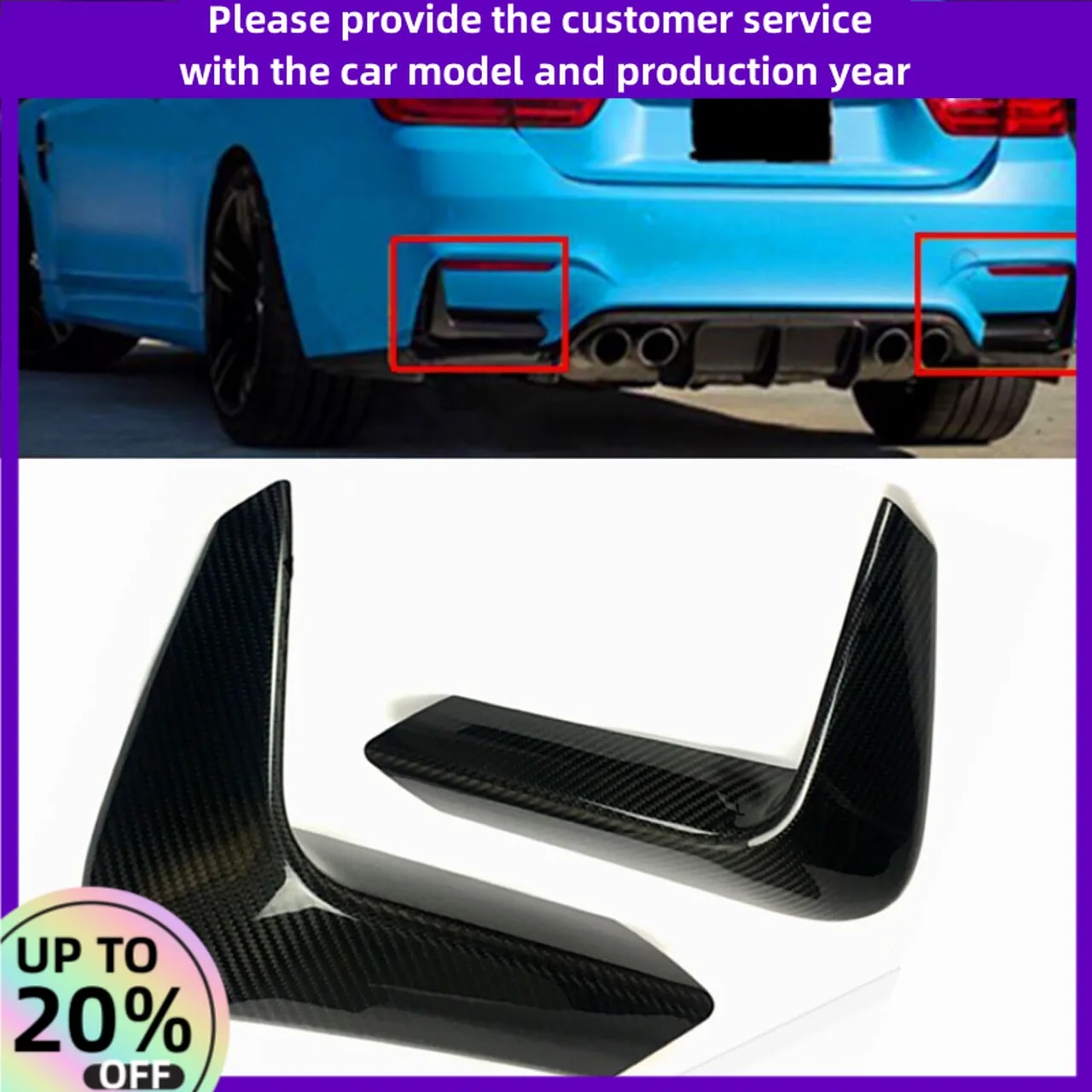 

Для BMW M3 F80 M4 F82 F83 2014-2020 Автомобильный задний бампер, защита от столкновений, спойлер, глянцевый черный или углеродное волокно, комплект кузова
