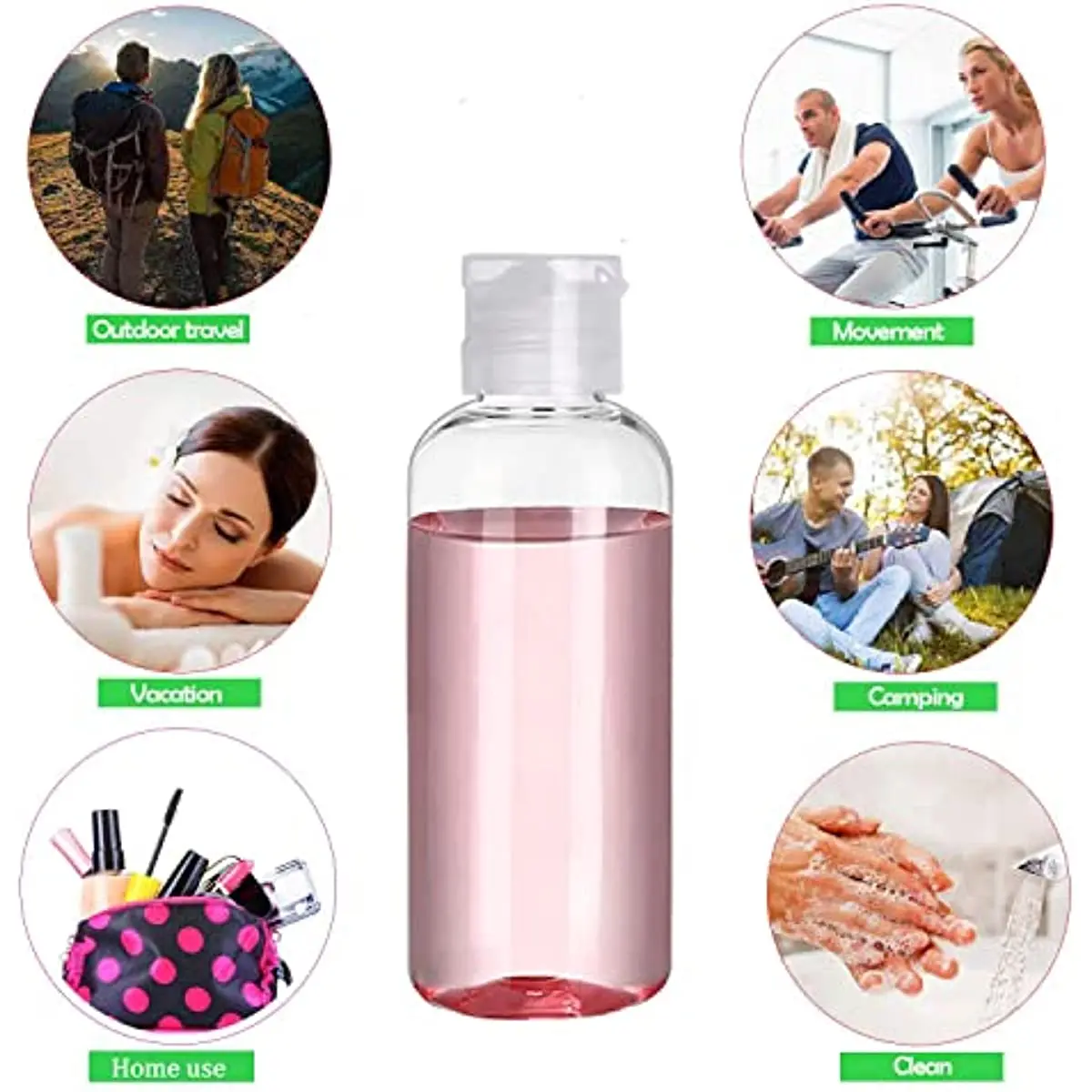 10pcs 3.4oz Empty Plastic Refillable Bottles for Toiletries Leak Proof Squeezable Travel Size Containers Essentials Accessories