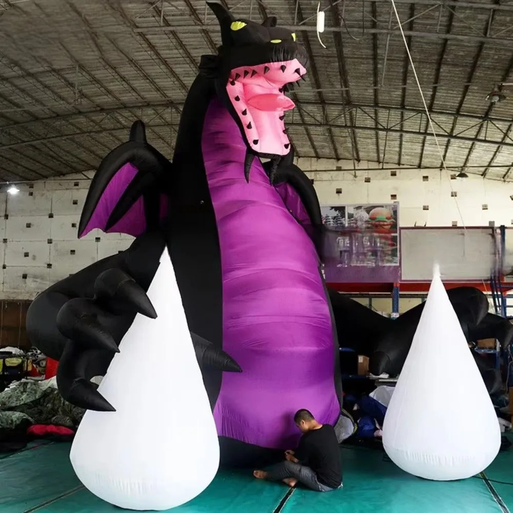Mascotte gonflable géante de dragon volant violet de 6 m, modèle de dinosaure gonflable réaliste pour la décoration de fête et d'événements en extérieur