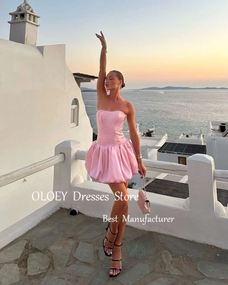 OLOEY Simple Mini Short Party Prom Dresses Strapless US Women Cocktail Dress Birthday Summer Beach Skirt Cute Lovely