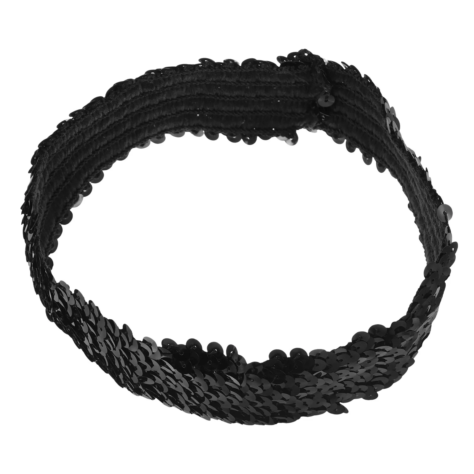 1Pcs Sports Headband Elastic Sequin Hairband Black Glitter Hair Band for Women Birthday Party Cosplay Festival
