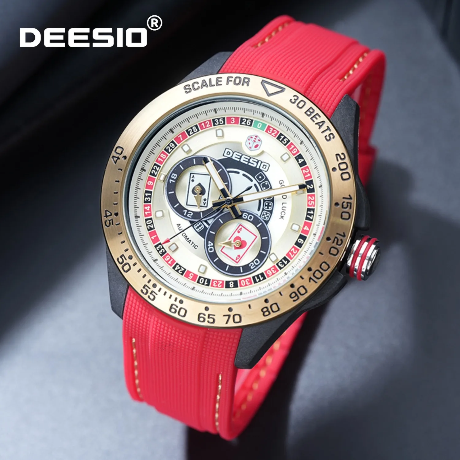 

Deesio Men's Mechanical Watch Carbon Fiber Case Automatic Analog 316L Stainless Steel Bezel Waterproof Casual Sport Wristwatch