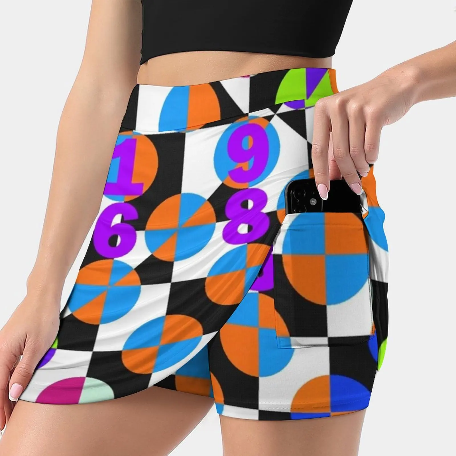 

1968 Pop Dots 3 Women's skirt Sport Skort Skirt With Pocket Fashion Korean Style Skirt 4Xl Skirts Modern Popart Retro Patterns