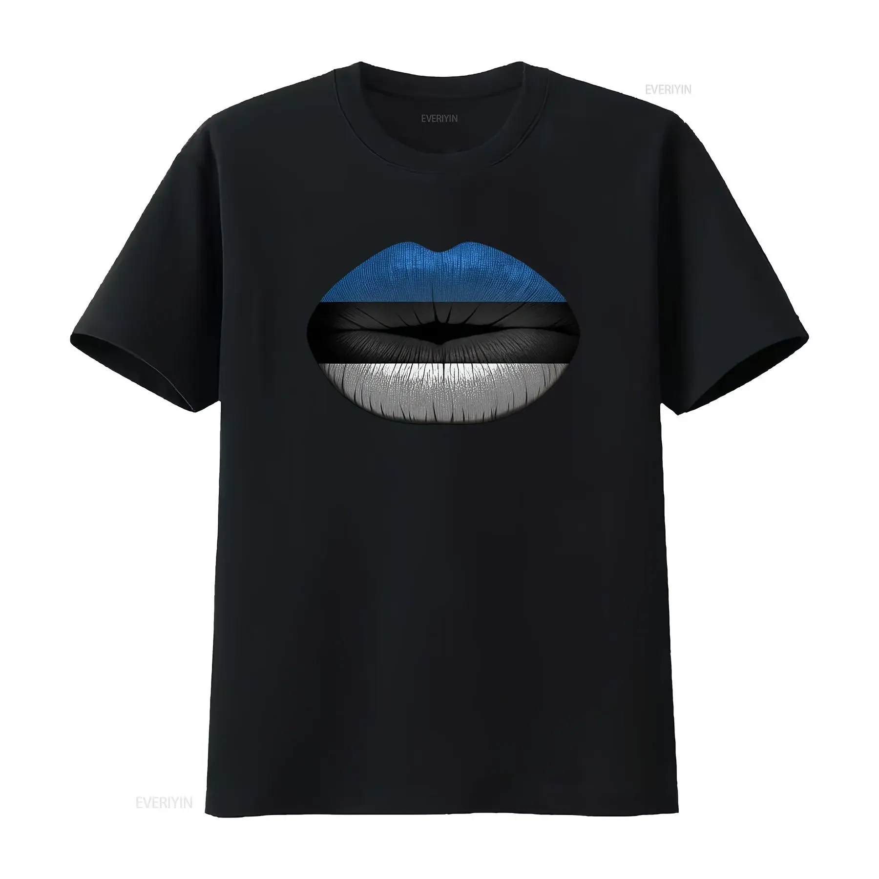 Estonian Flag Lips T Shirt for Her Feminine Estonia Expat Country Design vintage Washed streetwear Breathable Stylish Versatile