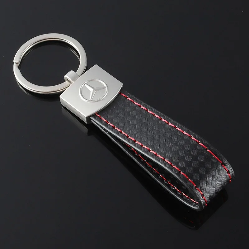 Carbon Fiber Red Thread Car Key Ring Decoration Gift Key Chain For Mercedes Benz A C E S G Class GLC CLE CLA GLB GLS W177