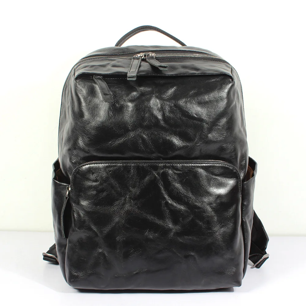 Men's Cowhide Backpack Large Capacity Genuine Leather Bag High-End Business Backpack Fashion Schoolbag for Young Boy Laptop Bag