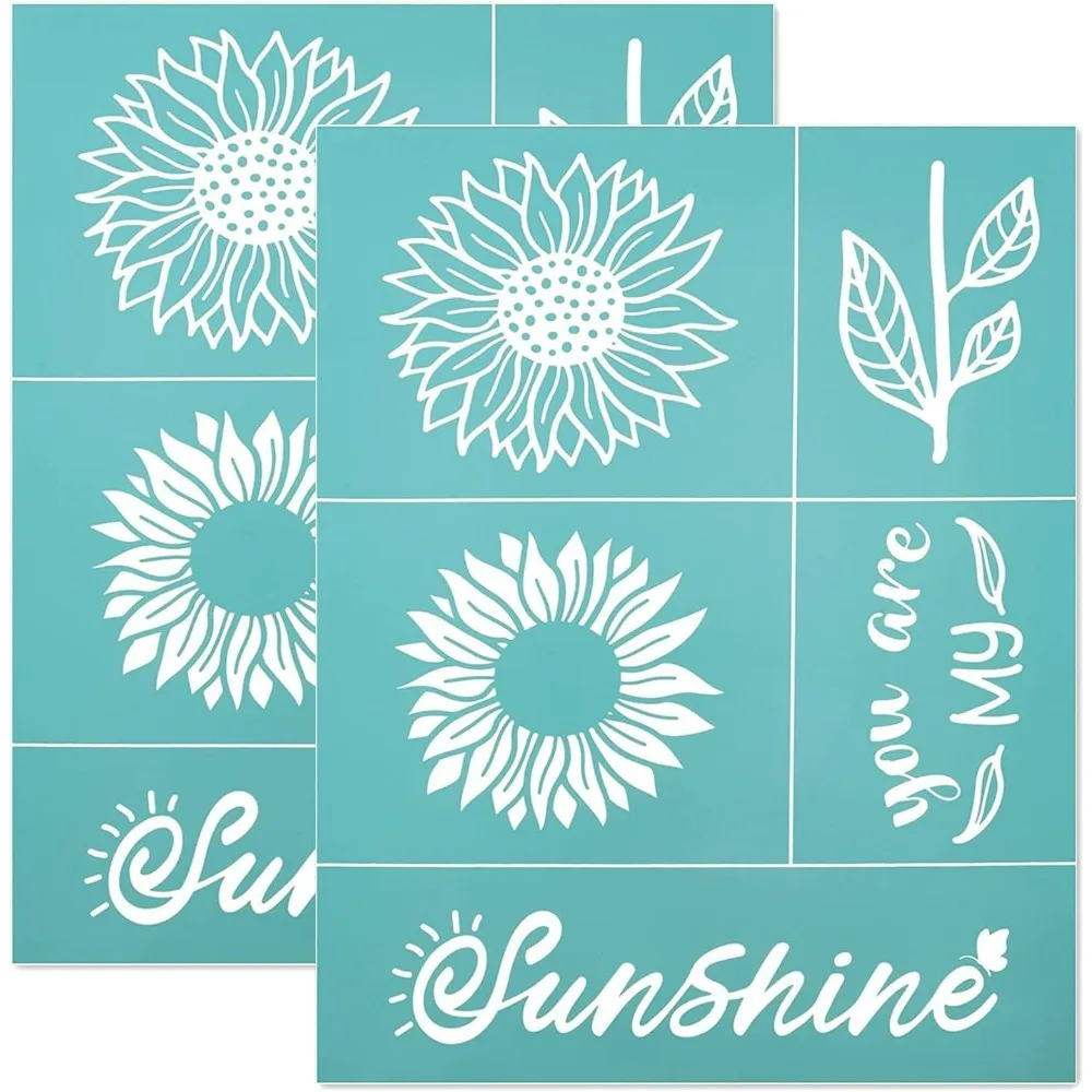 2pcs 11x 8.5 Inch Self-Adhesive Silk Screen Printing Stencil Layered Sunflower Silk Screen Stencil Sunshine Mesh Stencils