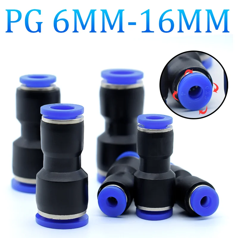 PG الهواء تركيب هوائي 4/6/8/10/12/14/16 مللي متر OD خرطوم أنبوب دفع إلى تركيبات الغاز المستقيمة البلاستيك موصلات سريعة 1/5/10 قطعة