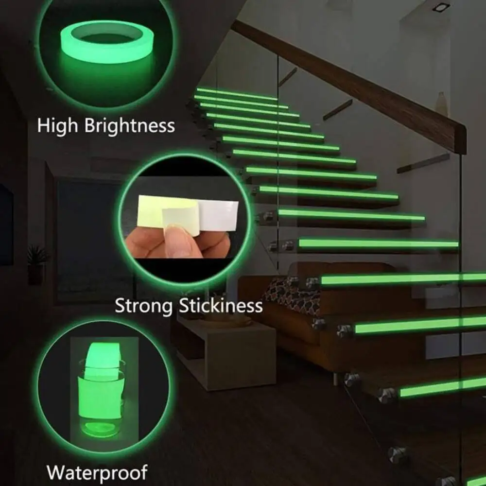 Self-Adhesive Luminous DIY Decorative Glowing Tape, Stage Stair Safety Green Fluorescent Warning Tape