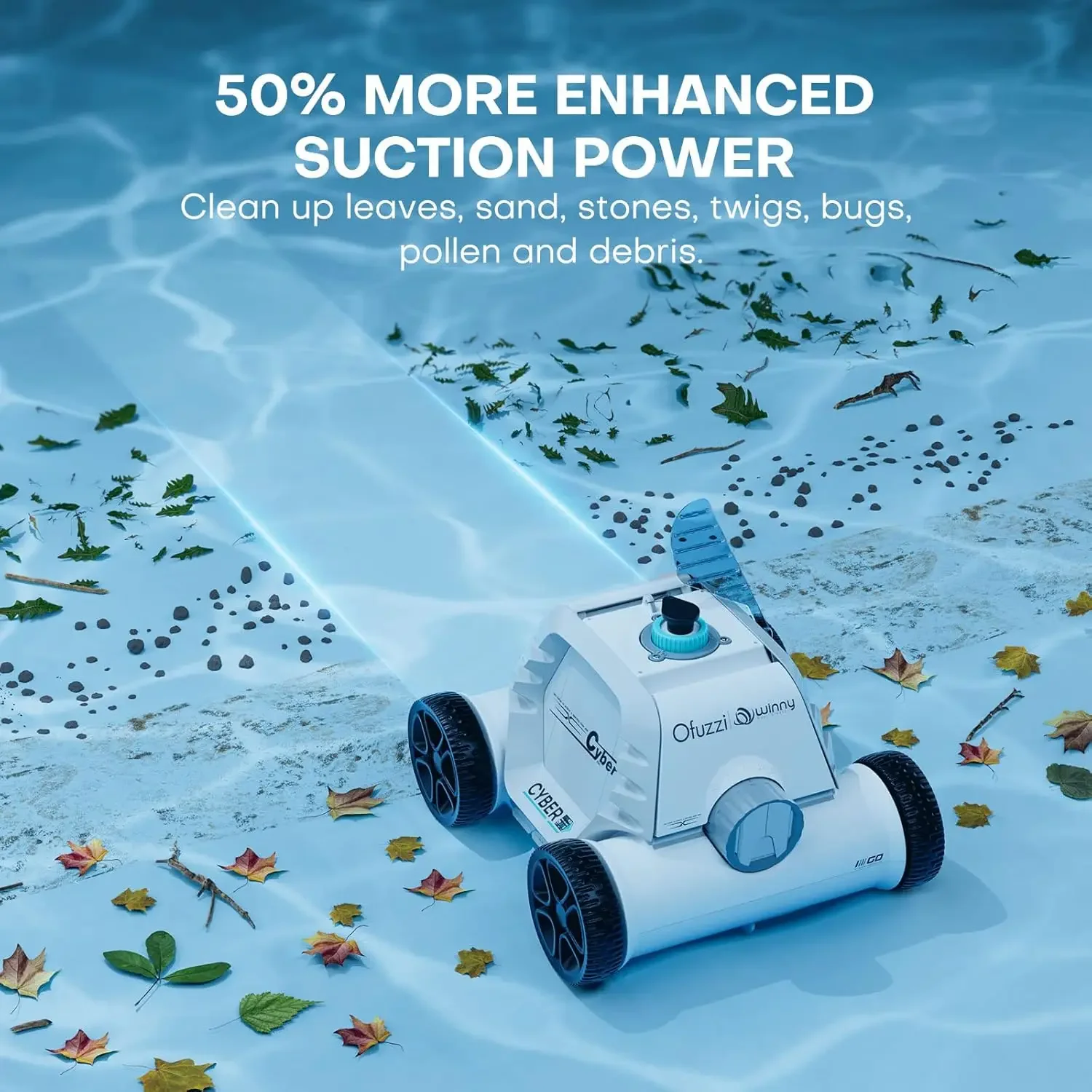 Winny Cyber 1000 Cordless Robotic Pool Cleaner, Max.95 Mins Runtime, Automatic Pool Vacuum for Ideal for above/Half-above
