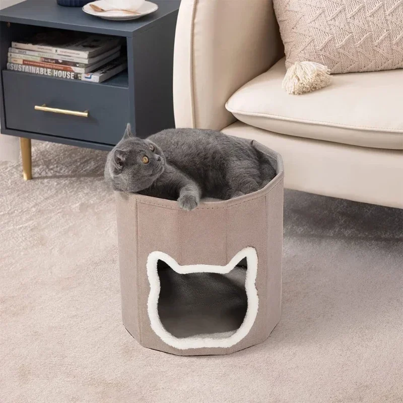 

New Cat Beds for Indoor Cats Cat Foldable Bed Cave Cat House with Washable Cushions Bed for Kitten Pets Tent Small