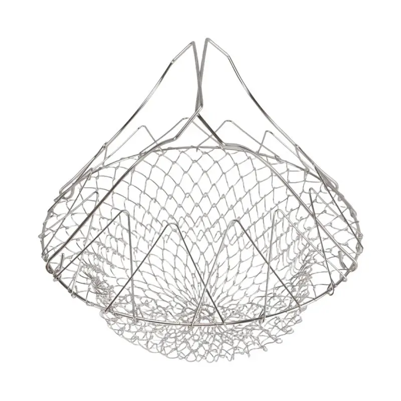 A84E-Frying Basket Fruit Vegetable Basket Kitchen Multi-Function Poaching Boiling Deep Frying Basket