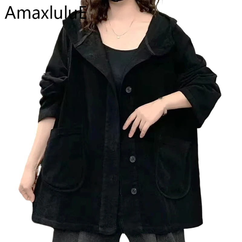 Бренд Amax LuluE 2025, женские винтажные модные куртки с капюшоном для отдыха, женские классические свободные ветровки, роскошная одежда