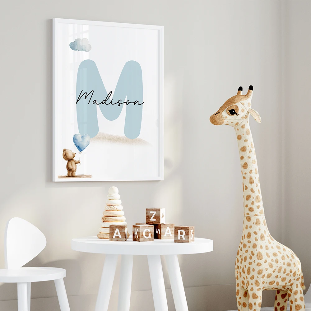 3pcs Personalized Name Blue Be - огляд і ціна Baby Nursery Prints