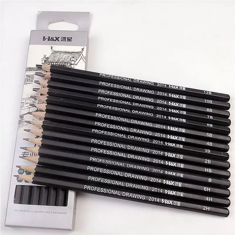 H&X Mix Hardness Sketch Pencil 14 pcs/Set 6H 4H 2H B HB 2B 3B 4B 5B 6B 7B 8B 10B 12B Pencil