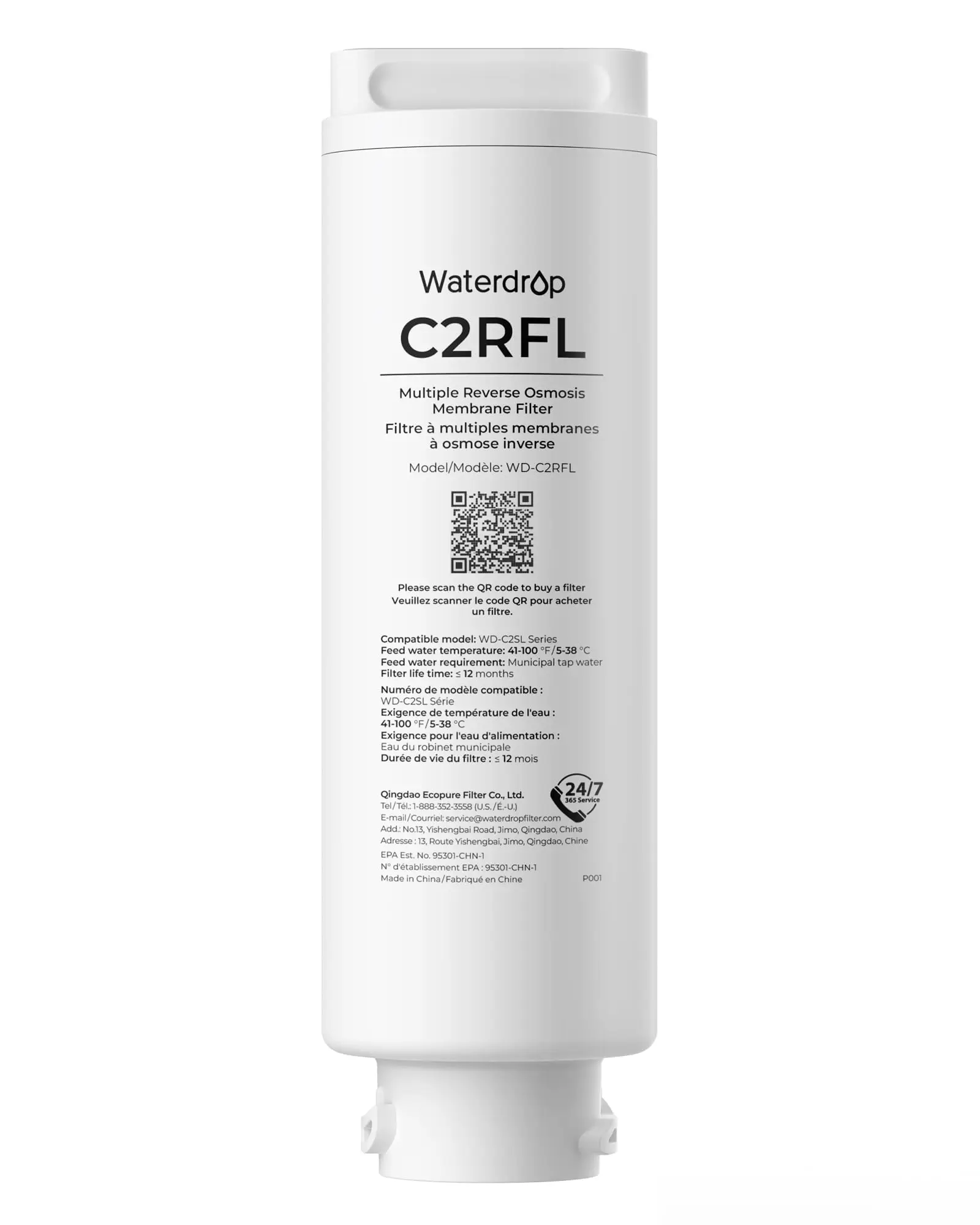 Waterdrop C2RFL Filter, Replacement For C2SL RO System, 1-Year Lifetime