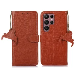 Genuine Leather Litchi Flip Wallet Case For Samsung Galaxy S22 Plus S21 FE S23 S24 S25 S26 Ultra 5G A36 A33 A53 Business Cover