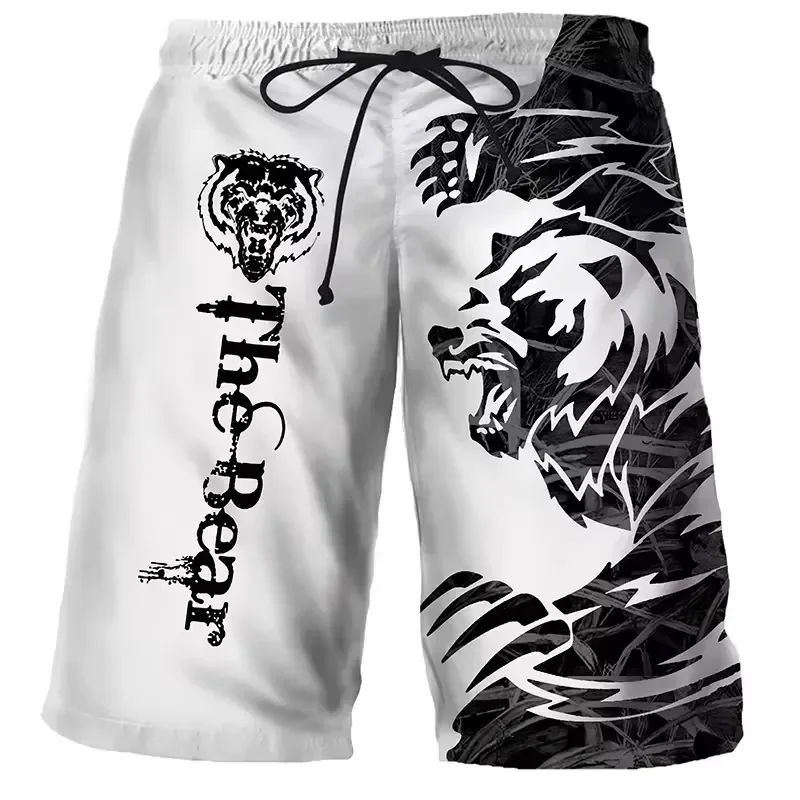Casual Cool Shorts 2026 Men 3D Printed Animal Swim Trunks Tiger Lion Pig Bear Hawaiian Beach Shorts Street Surfing Board