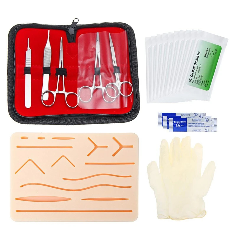 

Surgical Suture Training Kit Skin Operate Suture Practice Model Training Pad Needle Scissors Tool Kit Teaching equipment