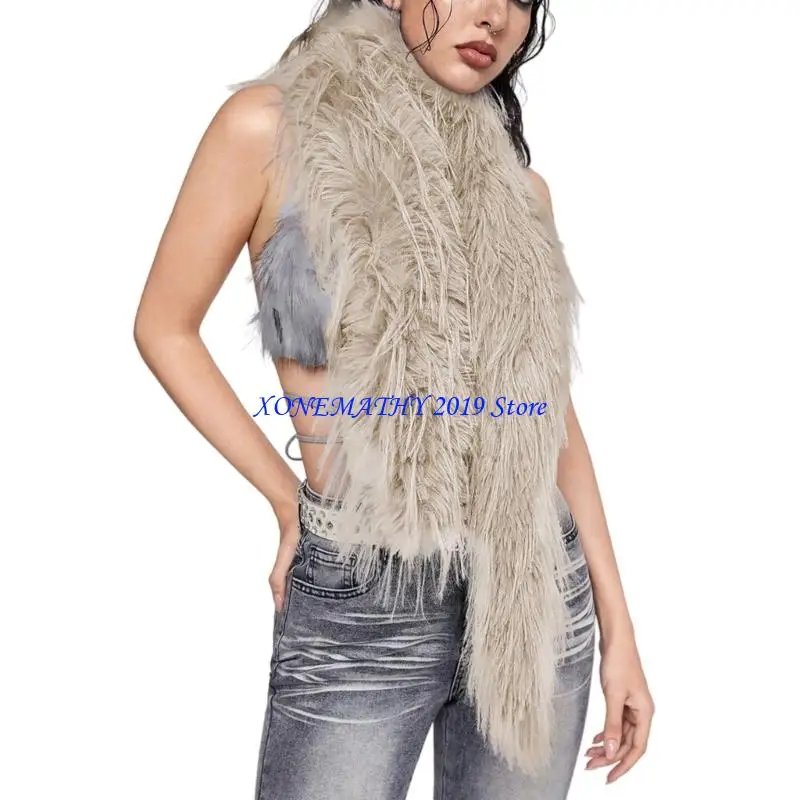 

F42F Furry Warm Shawl Scarf Winter Shawl Warm Polyester Accessory For Outdoor Activities And Casual Wear