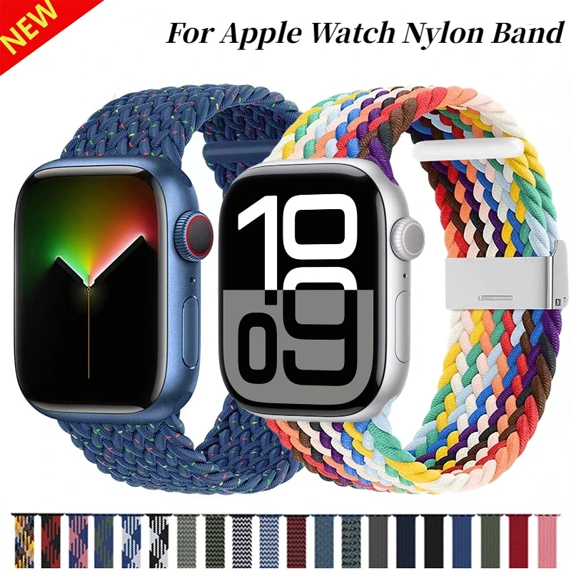 

Braided Solo Loop Strap For Apple Watch Band Ultra 2 49mm 45mm 44mm 42mm 46mm Bracelet Elastic Belt iWatch 10 9 8 7 6 5 4SE band