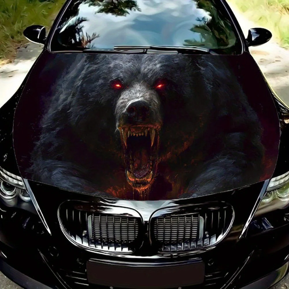 

Fierce Black Bear Car Hood Sticker - High Quality Self-adhesive Material, Light and Wear Resistant, Suitable for Most Vehicles,