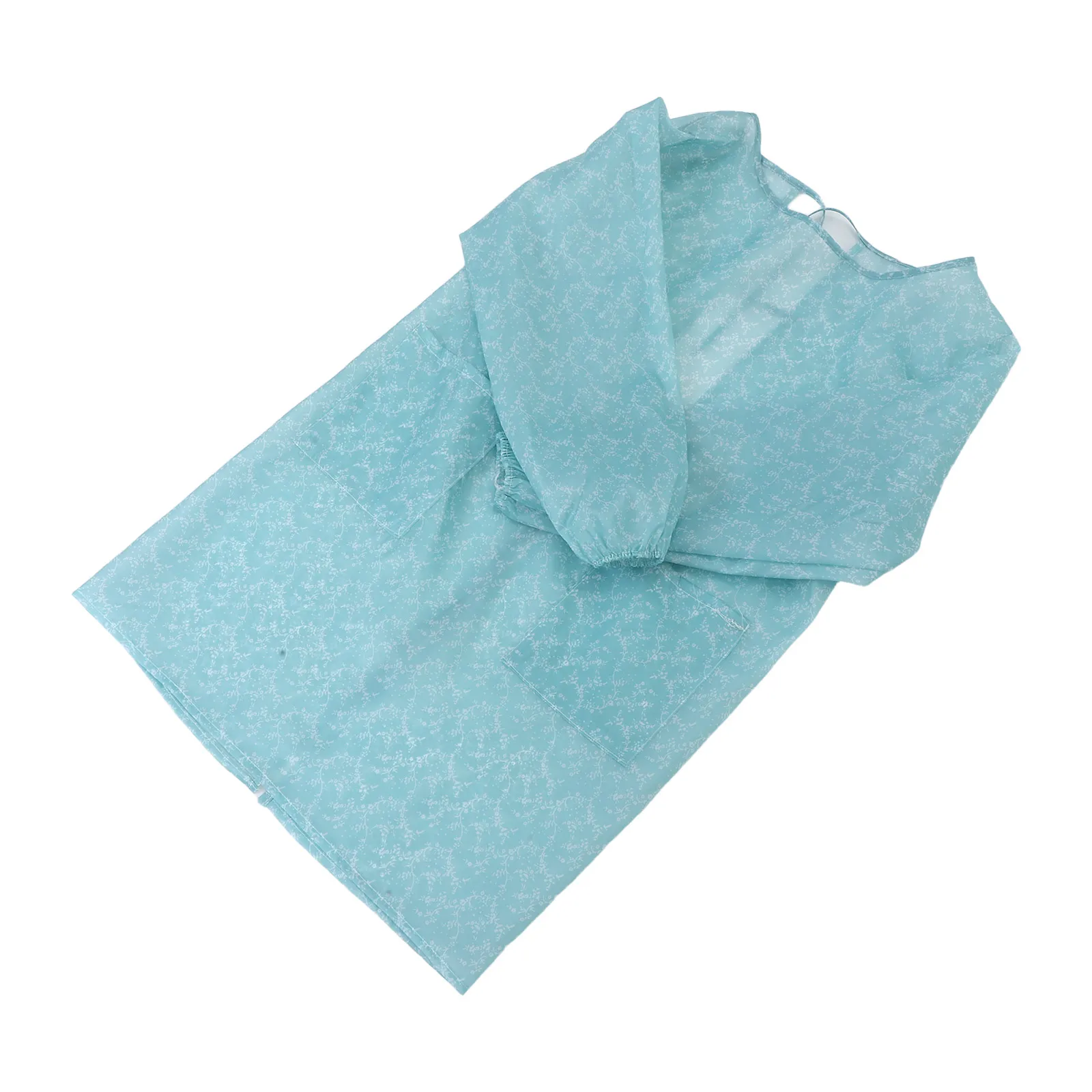 

1pc Waterproof Apron Heavy Duty Long Sleeve Cooking Housework Polyester Reusable Home Restaurant Hotel Bar Workers Blue Painting