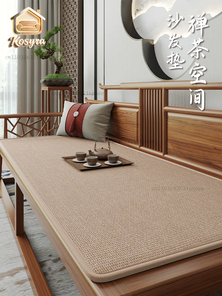 Mahogany sofa seat cushion, winter four-season non-slip cushion, solid wood Arhat bed sofa cushion special imitation linen cover
