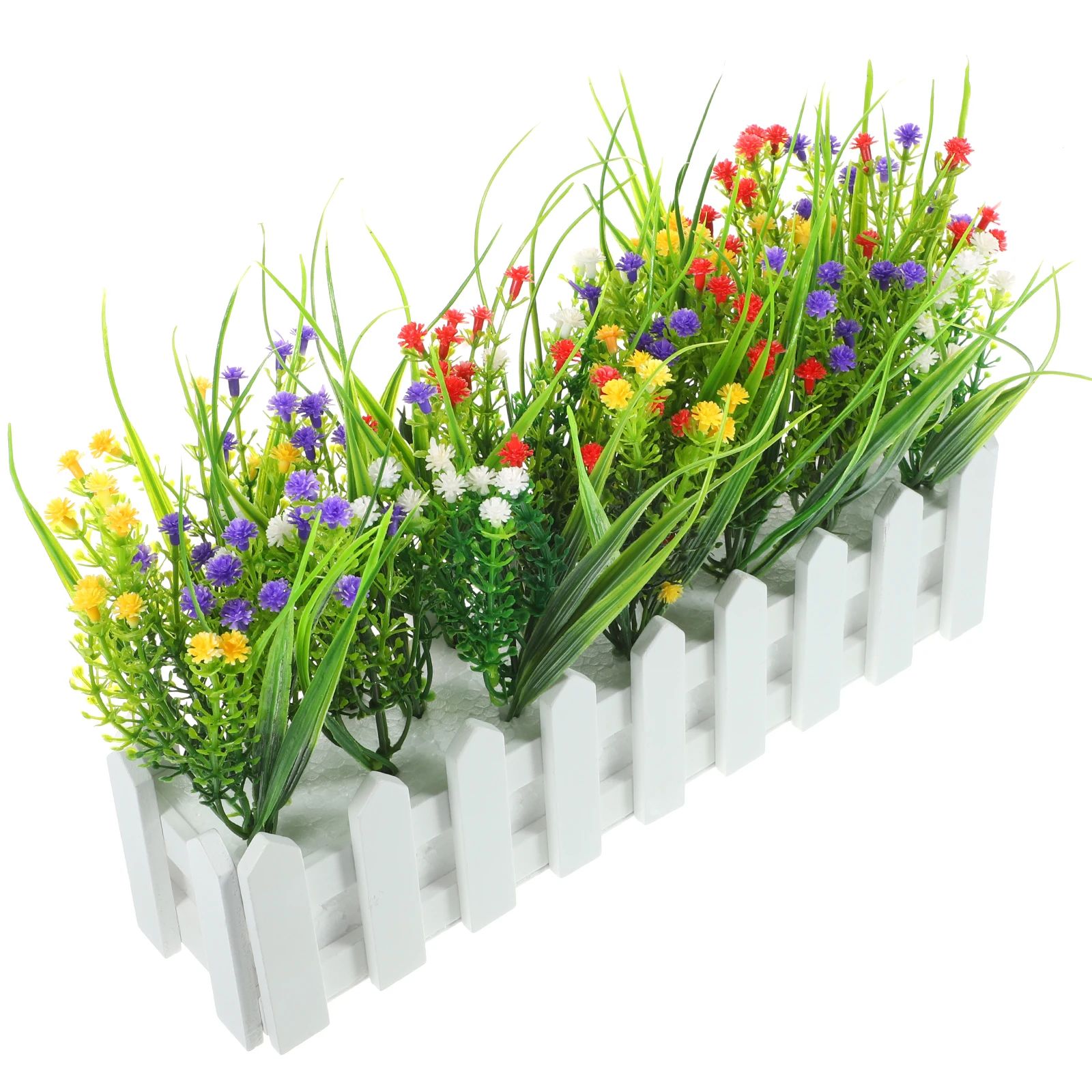 

Artificial Flower Fence Realistic Decorative Centerpiece Tabletop Vivid Flowers Wear Resistant Faux Home Office Accessory Small