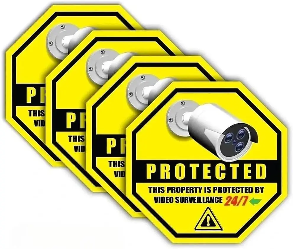 4Pcs 3.5inches Security Camera CCTV Surveillance Warning Notice Vinyl Decal Sticker