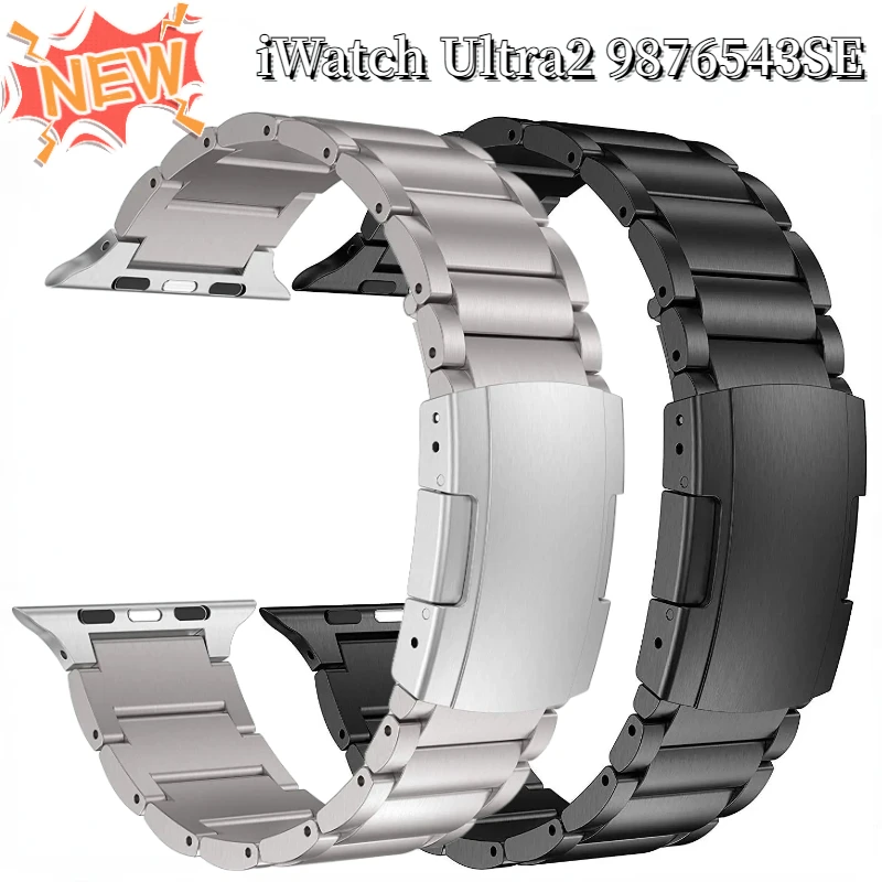 

Titanium Strap For Apple watch Ultra 49mm 46mm 45mm 44mm 42mm 40mm 41mm Stainless Steel Bracelet For iwatch 10 9 8 7 6 5 4 3 SE