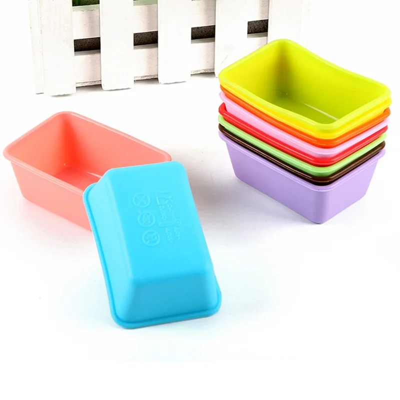 

10Pcs Rectangle Silicone Cake Mold Mini Loaf Bread Pan Muffin Cups DIY Handmade Cupcake Pudding Jelly Soap Mould Baking Supplies