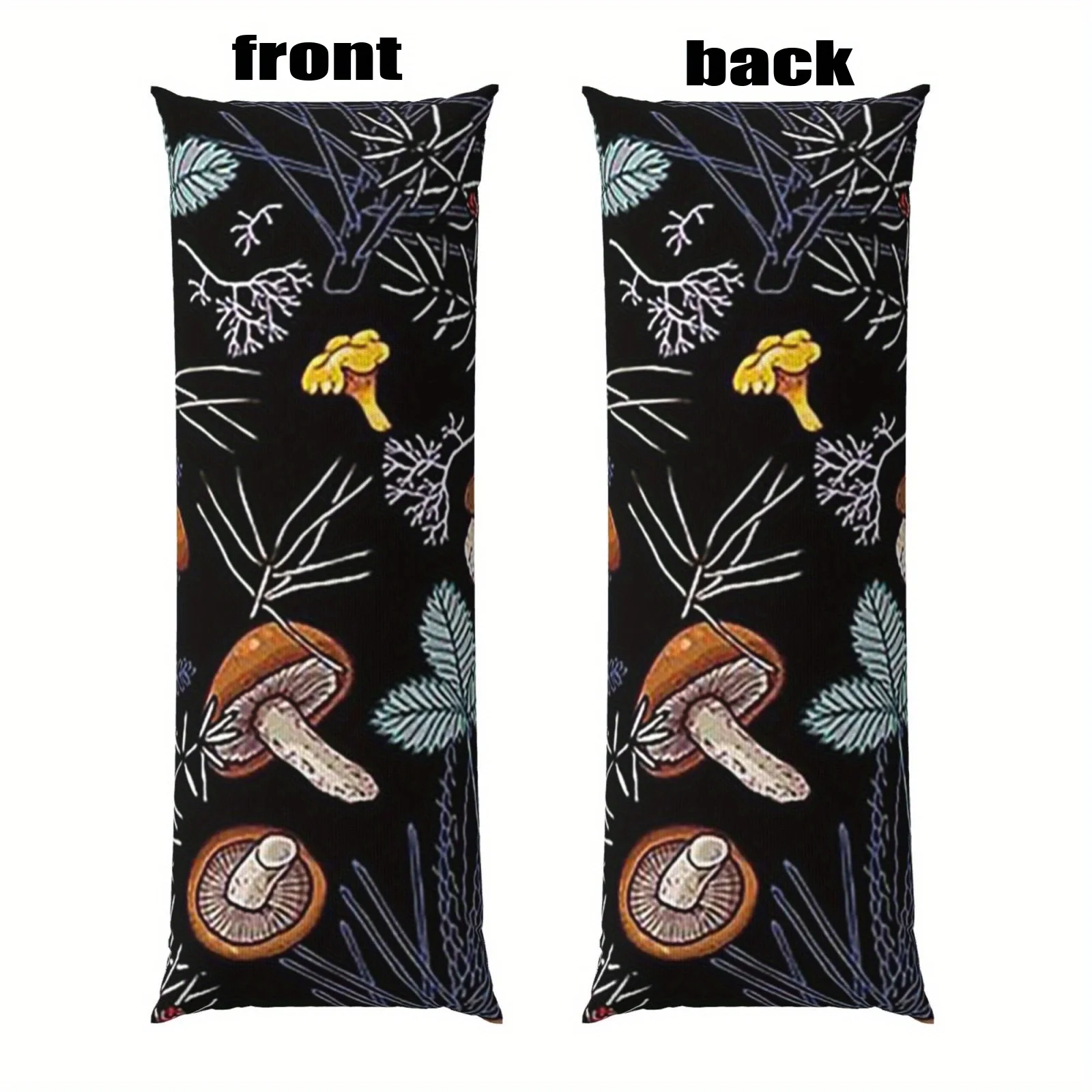 Ultra-Soft Mushroom Forest Body Pillow - 20x54 Inches, Double-Sided Design for Side, Back & Stomach Sleeping, Breathable with Zi