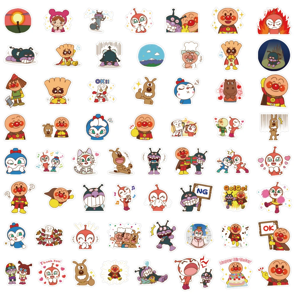 10/30/60/120pcs Kawaii Anpanman Anime Stickers Funny Cartoon Sticker Scrapbooking Fridge Luggage Jam’s Uncle Decal Decoration